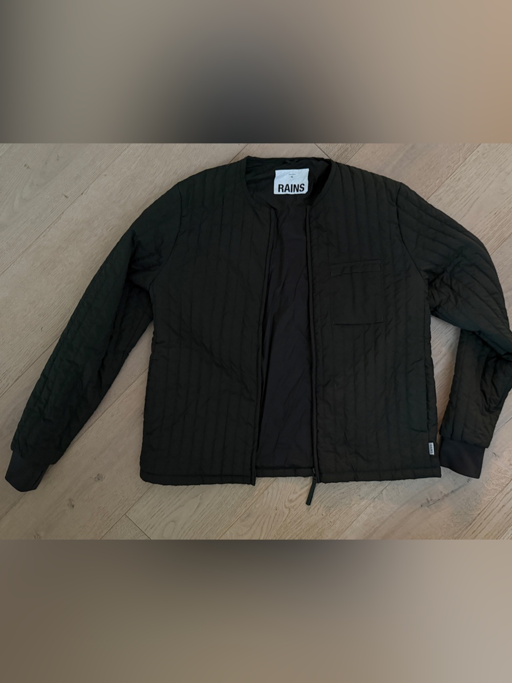 Rains Men's Black Quilted Shirt Jacket